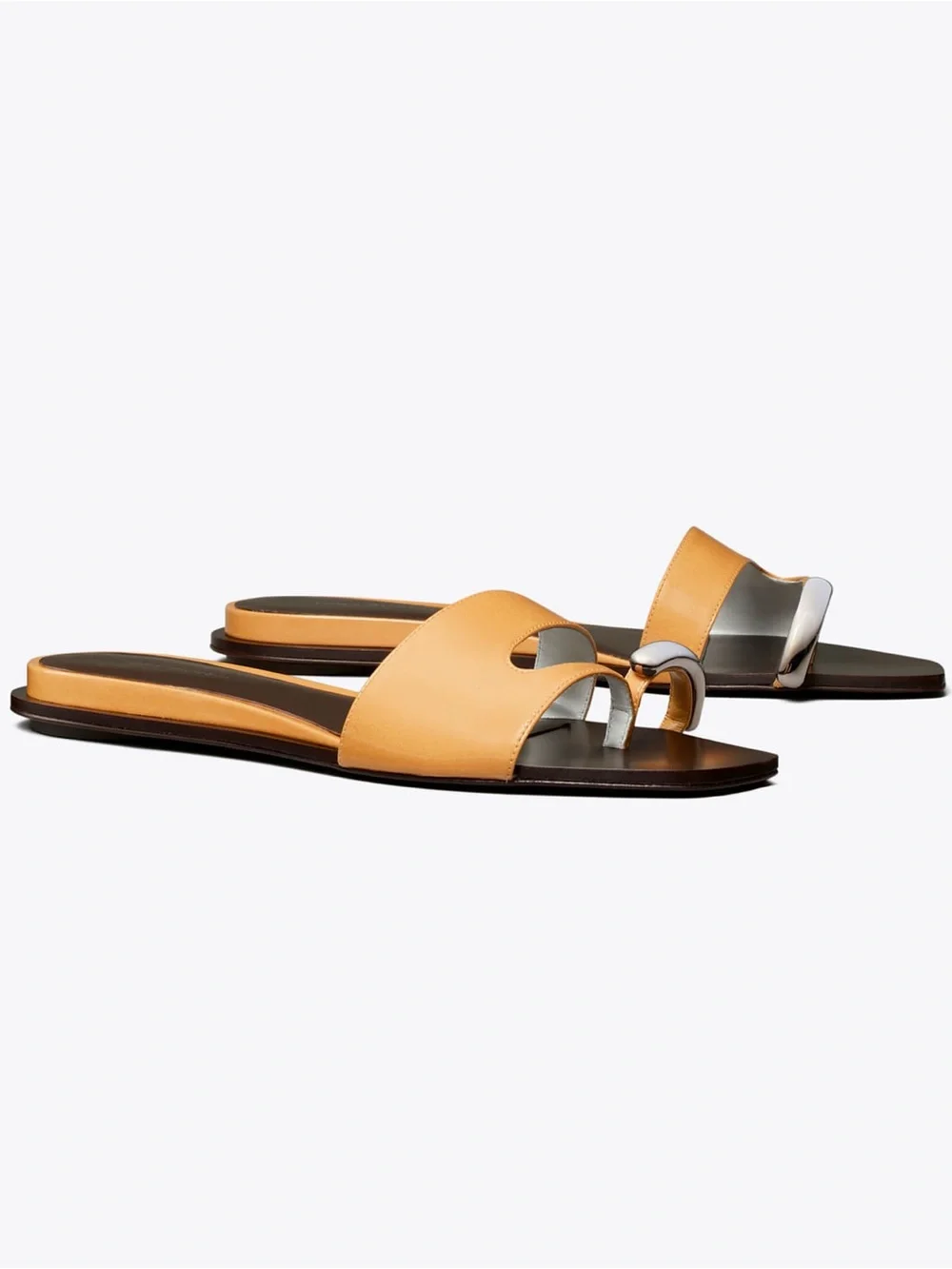 NIB Tory Burch Cantucci / Silver Pierced Leather Slide Sandals 9.5